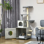 Cat Litter Box Enclosure, With Cat House, Bed, Scratching Posts, Platform