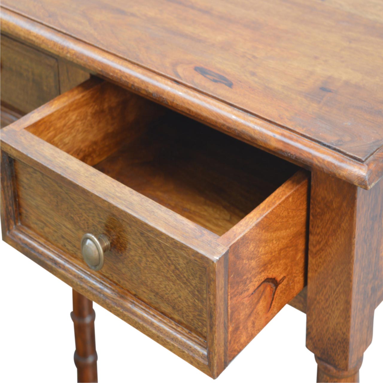 4 Drawer Hallway Console Table, Walnut Finish, Brown