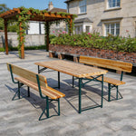 3 Pcs Picnic Table Set Rustic Wooden Folding Garden Benches Table Set