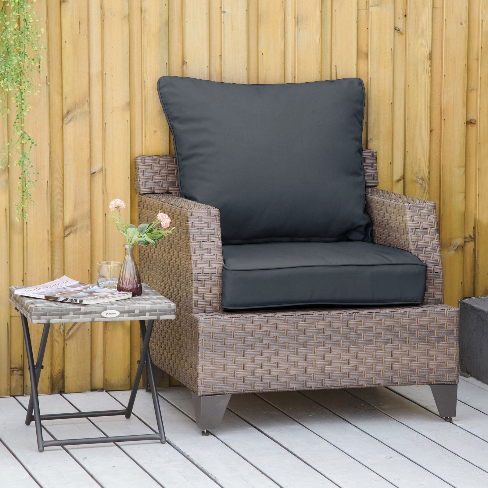 Outdoor Seat And Back Cushion Set,olefin Patio Chair Cushion | Dark Gray
