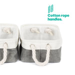 Livivo Set Of 3 Medium Fabric Storage Baskets With Rope Handles