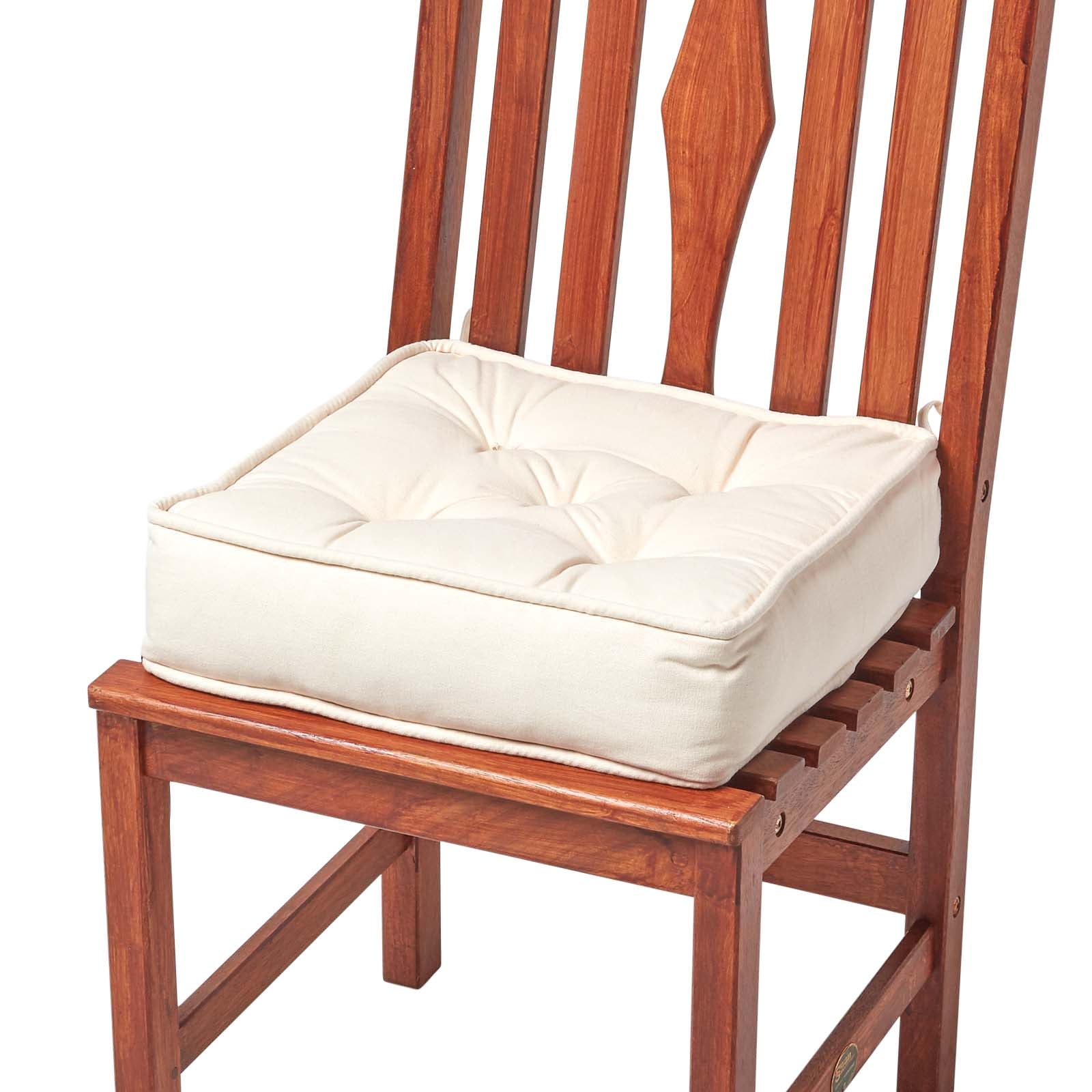 Cotton Dining Chair Booster Cushion | 40cm x 40cm | Cream