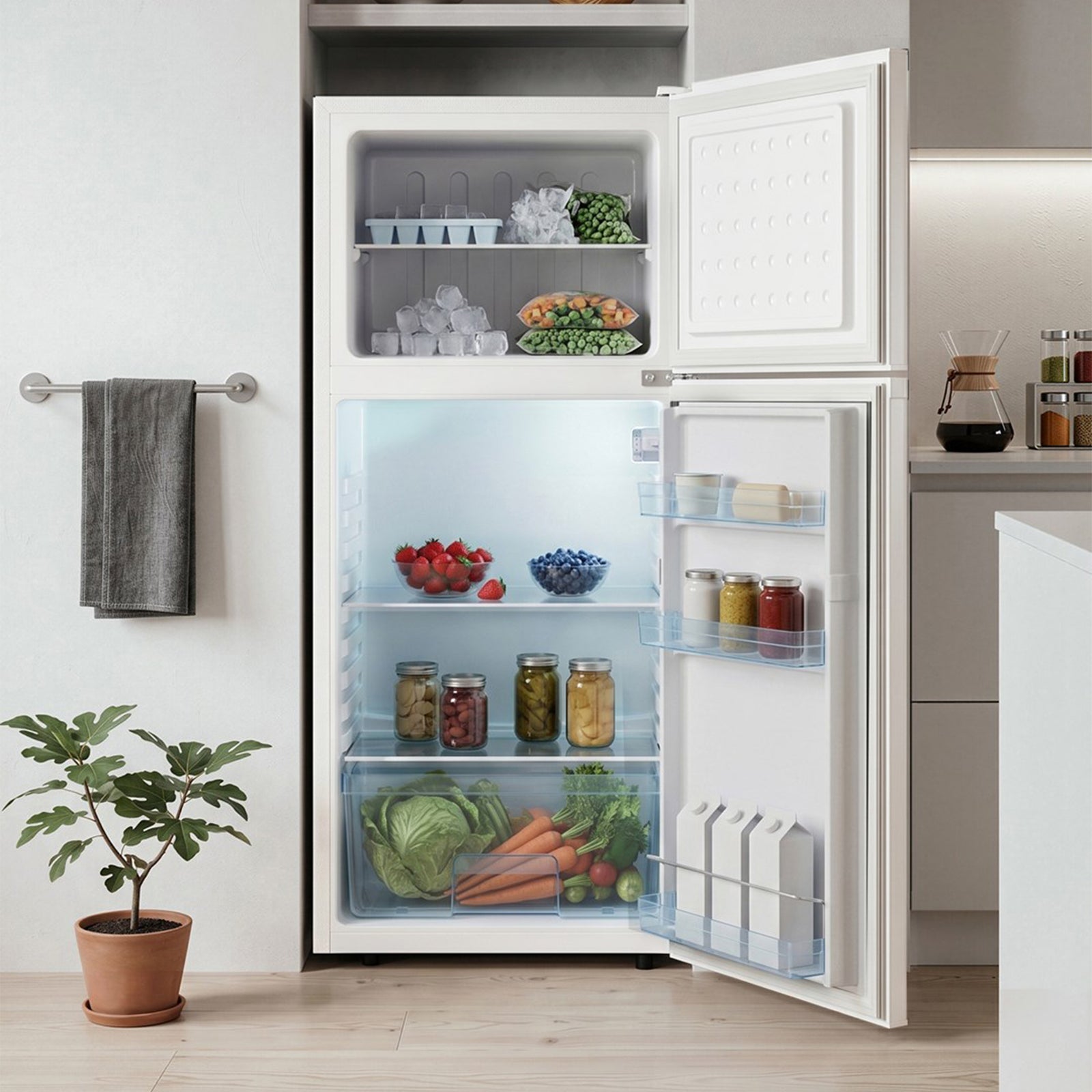 180l Double Door Fridge Freezer With Separate Cooling Zones | White