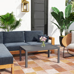 Outdoor Side Table Garden Table W/ Steel And Slat Top