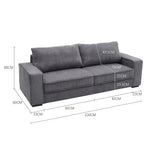 3-seater Fabric Sofa, Dark Grey – Deep Cushioned, Modern Design