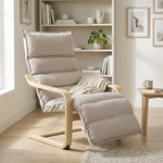HOMCOM Lounge Chair With Wooden Frame For Living Room, Bedroom, Light Brown