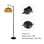Breeins Traditional Woven Rattan Floor Lamp