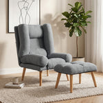 Recliner With Footstool, Reclining Chair With Adjustable Back | Grey