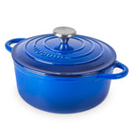Cast Iron Dutch Oven Casserole Pot With Lid - 22cm (2.9l) | Dark Blue
