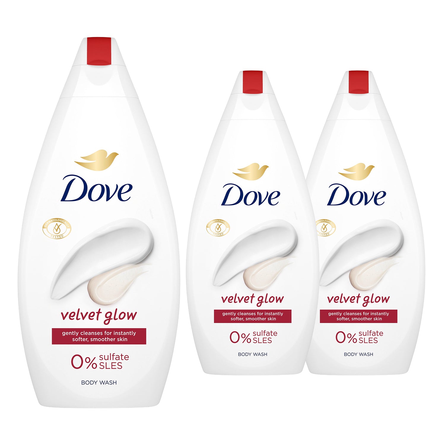 Velvet Glow Body Wash 0% Sulfate Sles For Soft & Smoother Skin 450ml, 3pk