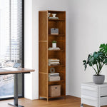 6-tier Open Bookcase, Small Space Bamboo Storage Shelf, Freestanding Corner Organizer With Raised Feet