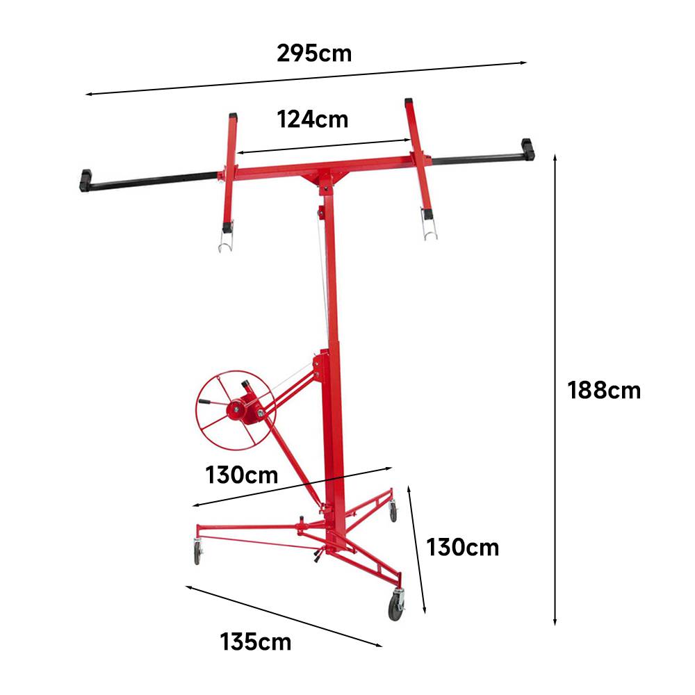 11ft Drywall Lifter With Rolling Casters Panel Hoist | Red