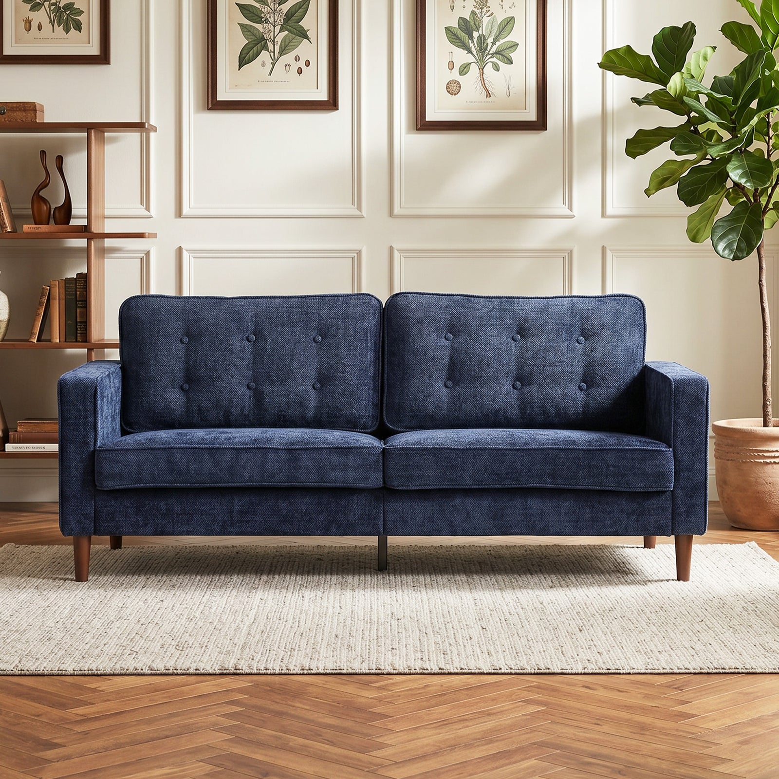 HOMCOM 3 Seater Sofa With Button Tufting Wood Legs