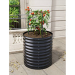 80cm Dia X 40cm/80cm H Outdoor Round Metal Raised Garden Bed Outdoor Planter Box | Large | Anthracite
