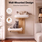Cat Wall Shelves 2 Platform Steps Rubber Wood For Cat Climbing,white