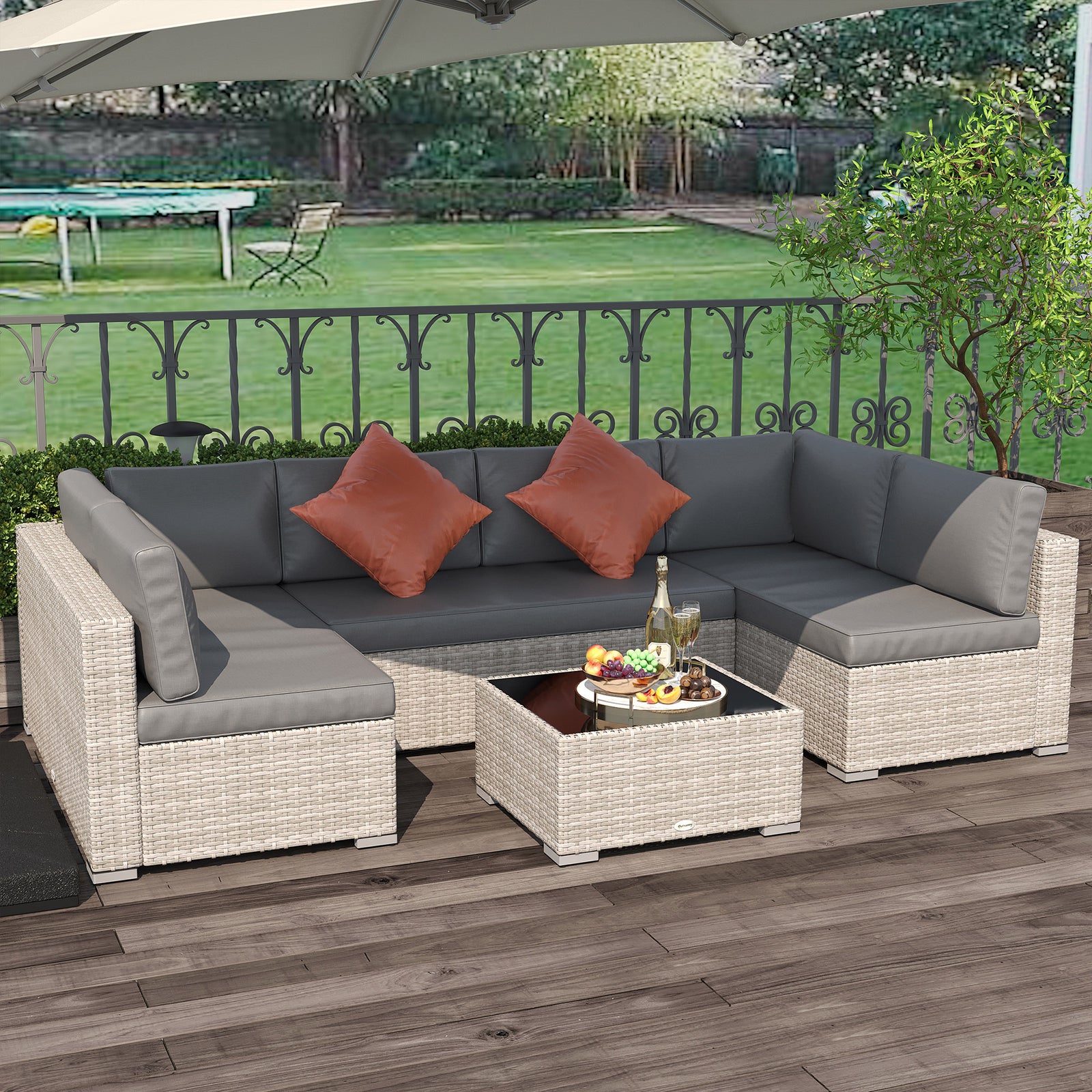 4 Pieces Patio Rattan Sofa Set Conservatory