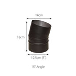 5 Inch (125mm) 15 Degree Elbow Bend Stove Flue Pipe Matte Black Stainless Steel