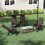 4 Pcs Rattan Folding Chair Set 7 Levels Adjustable Backrest