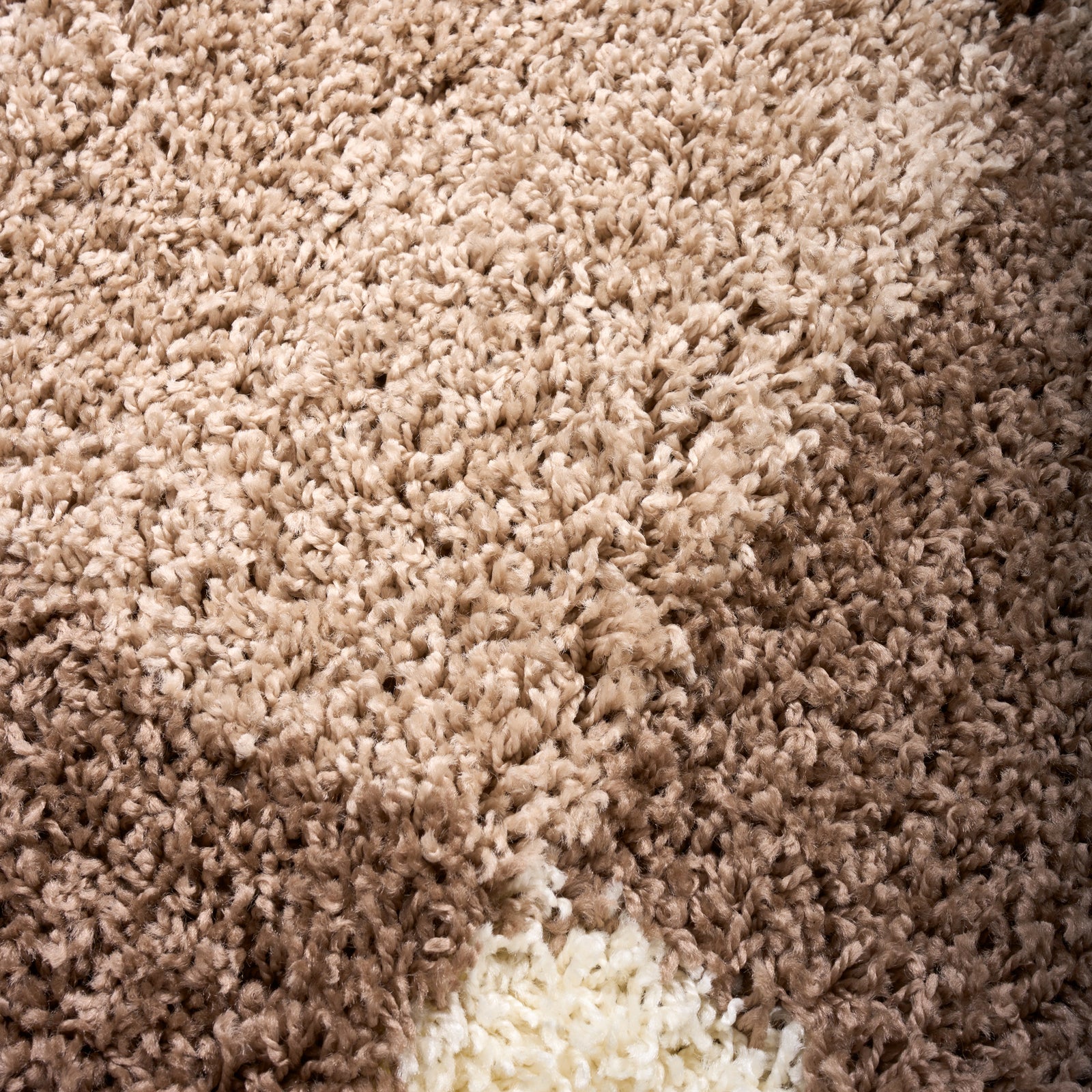 California Checked Shaggy Rug Deep Pile | 200cm x 290cm | Beige