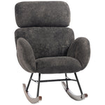 Rocking Chair With Adjustable Headrest Velvet Upholstery | Dark Grey