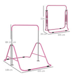 Kids Gymnastic Bar W/ Adjustable Height, Foldable Training Bar | Pink