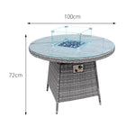 Windsor Rattan 6 Seat Firepit Dining Set | 6 Seat | Mixed Grey