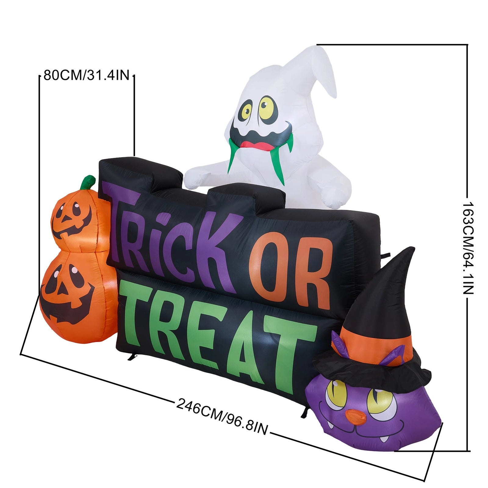 Breeins 5.3ft Halloween Inflatable Pumpkin Ghost Cat Decoration With Built-in Lights