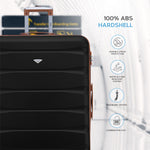 Set Of 3 Hard Shell Suitcase Cabin & Check In Cases With Tsa Lock - Overhead Cabin With Medium & Large Check-in Bag | Set of 3 | Black & Brown