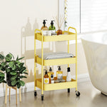3 Tier Rolling Utility Cart With 3 Mesh Basket | One Size | Yellow