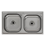 71cm W X 39cm D X 80cm H Two Compartment Stainless Steel Sink With Shelf