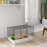 PawHut Small Pet Cage, Indoor Rabbit Guinea Pig House W/ Wood Floor, Trays