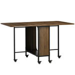 Mobile Drop Leaf Dining Table On Wheels With Storage Shelf | Brown