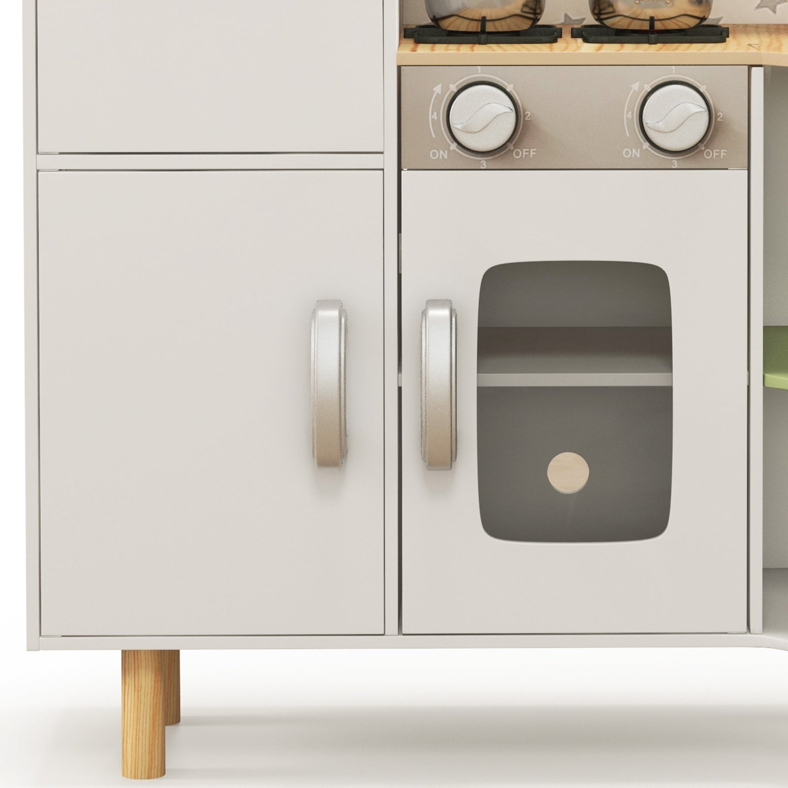 Toy Kitchen Playset W/ Phone, Ice Maker, Stove, Sink - White