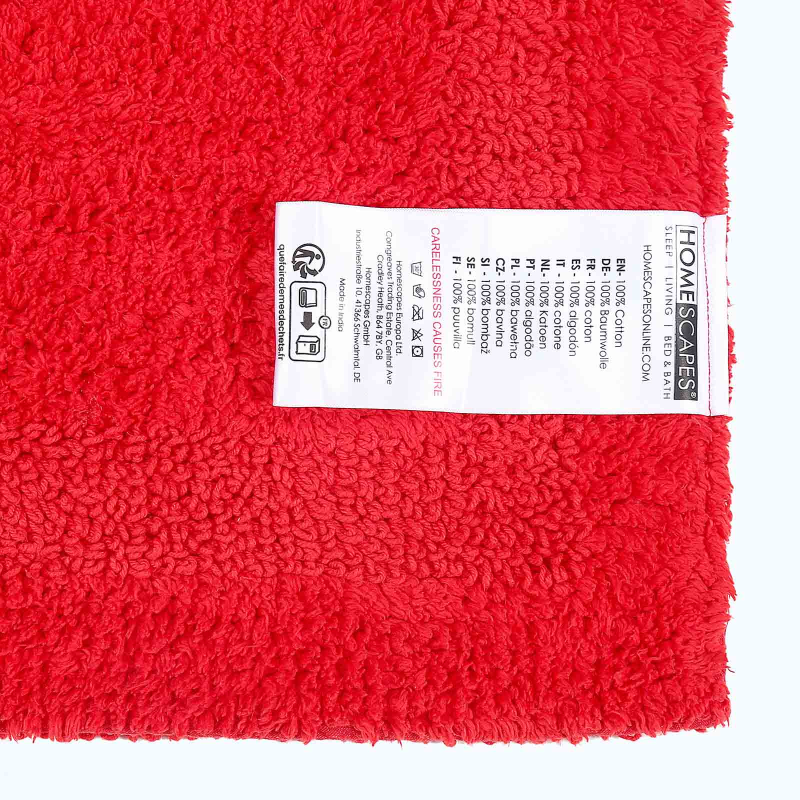Luxury Reversible Cotton Bath Mat | Shower Mat | Red