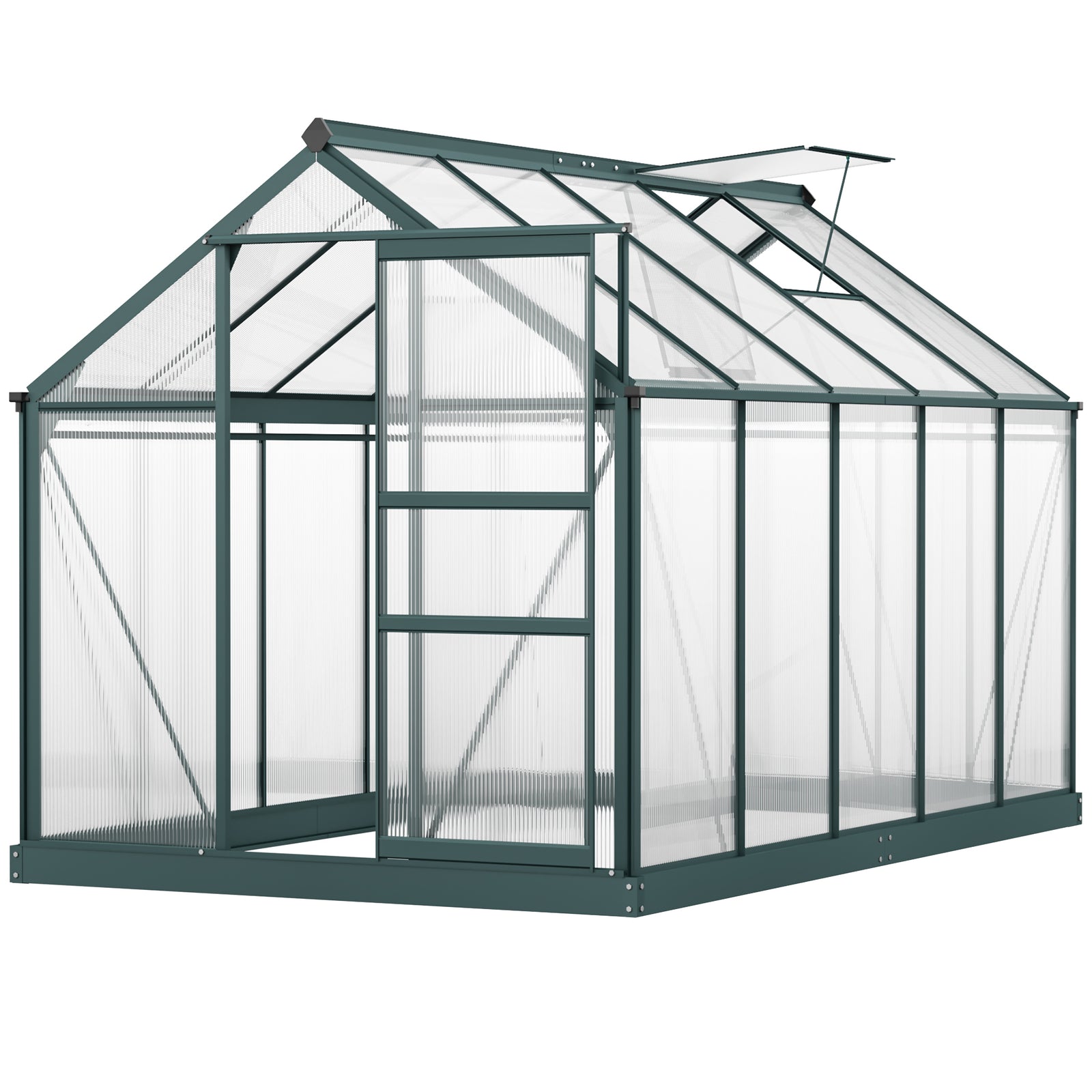 Polycarbonate Walk-in Greenhouse 6x10ft | Dark Green