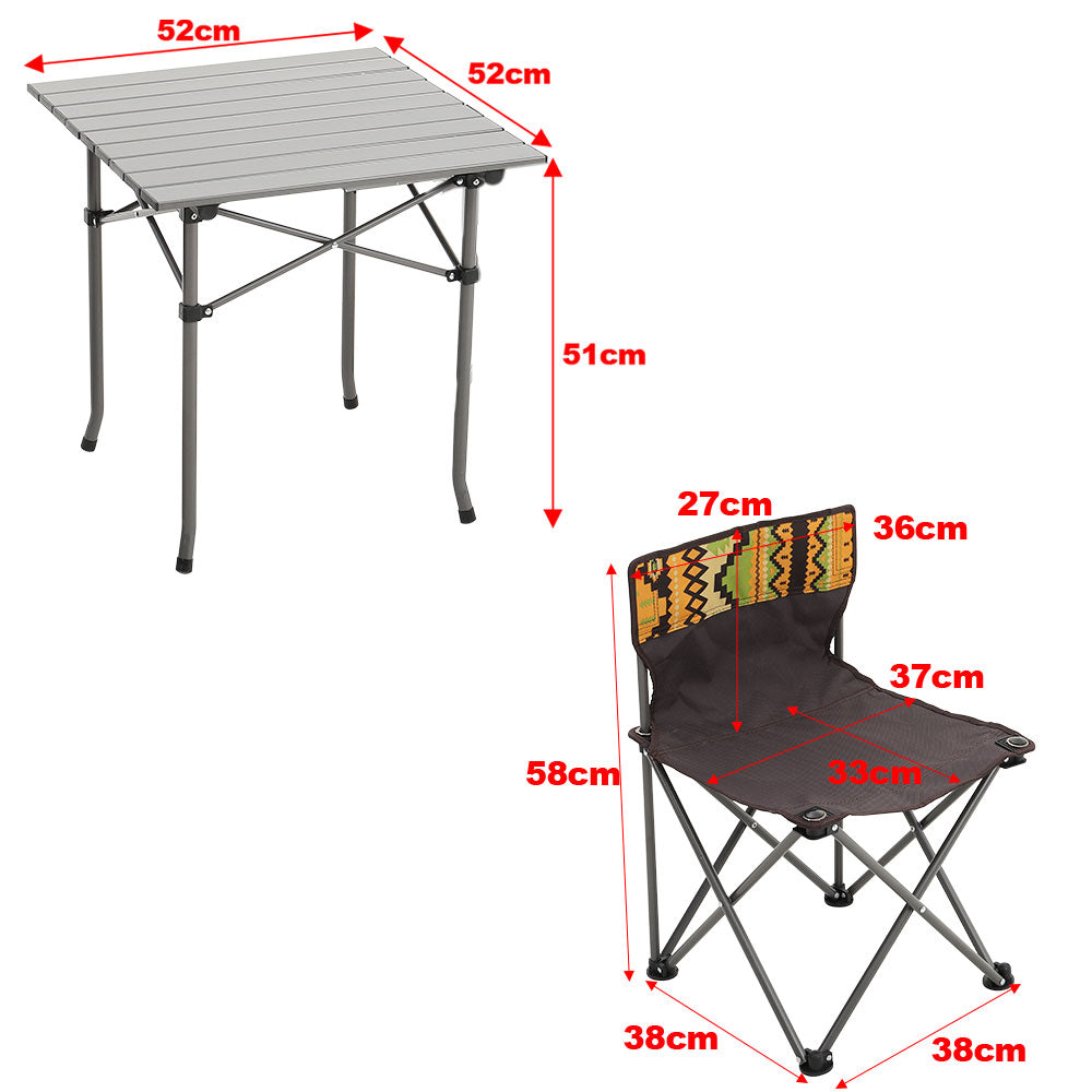 5 Piece Folding Camping Table And Chairs Set With Carrying Bag