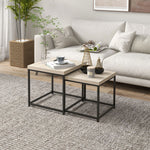 Coffee Table Set Of 2, Nest Of Tables 3.5cm Thick Tabletop | One Size | Oak