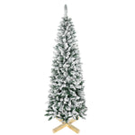 5/6ft Snow Flocked Artificial Christmas Tree Pencil Shape | 6ft | Green