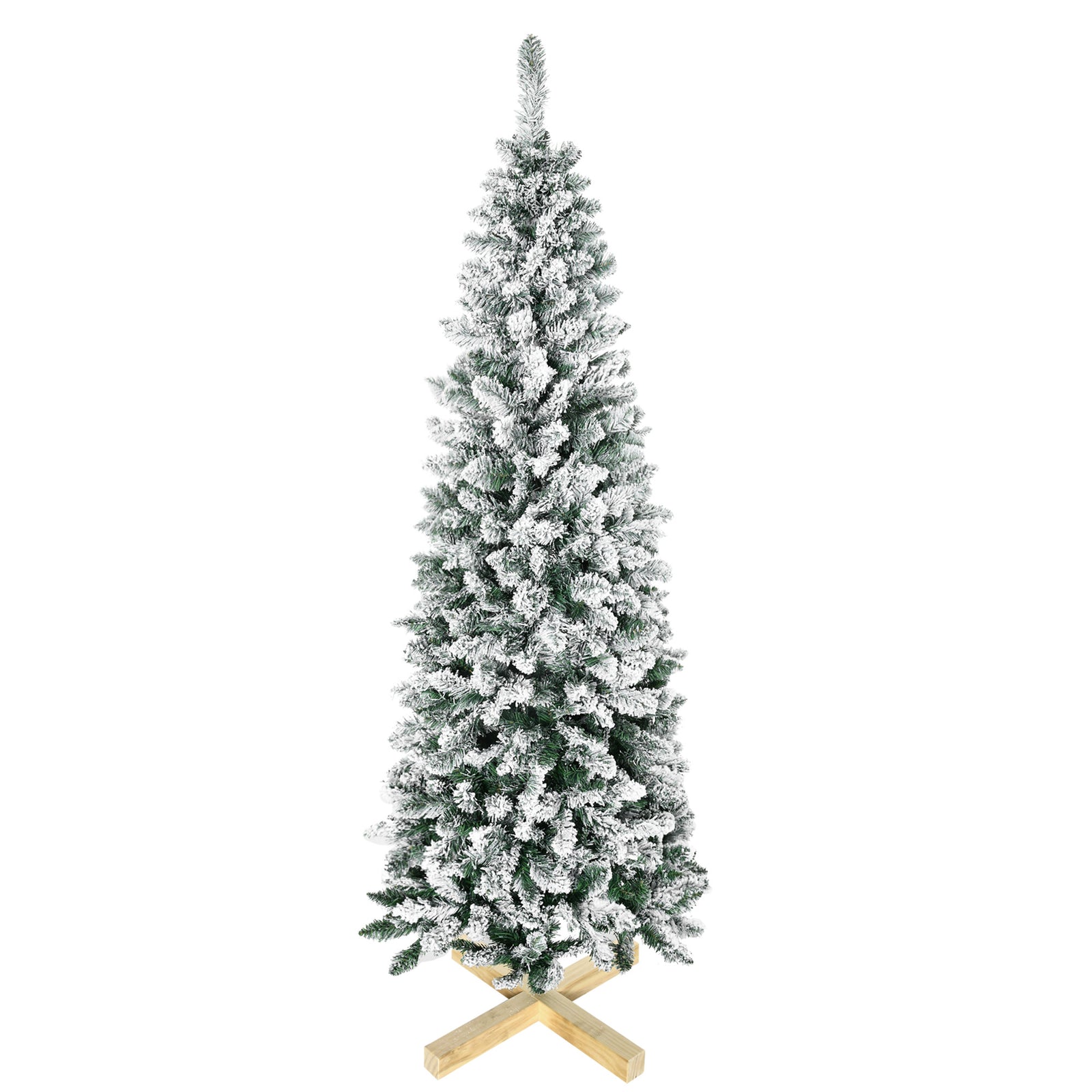 5/6ft Snow Flocked Artificial Christmas Tree Pencil Shape | 6ft | Green