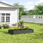 Outdoor Galvanized Steel Garden Bed Garden Planter Plant For Vegetables Flowers Herb | Black