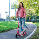Foldable Powered Scooter With Adjustable Seat And Brake | Pink