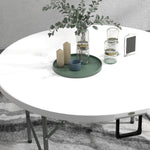 Φ122 Folding Garden Table, Hdpe Round Picnic Table, White