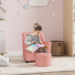 Kids Sofa Set With Footrest For Playroom Bedroom | Pink