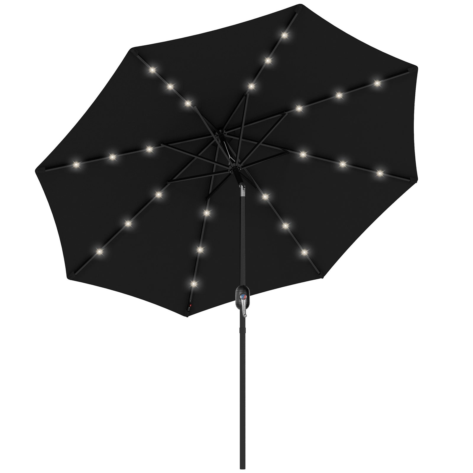 2.7m Patio Led Umbrella W/ Tilt/crank | Black