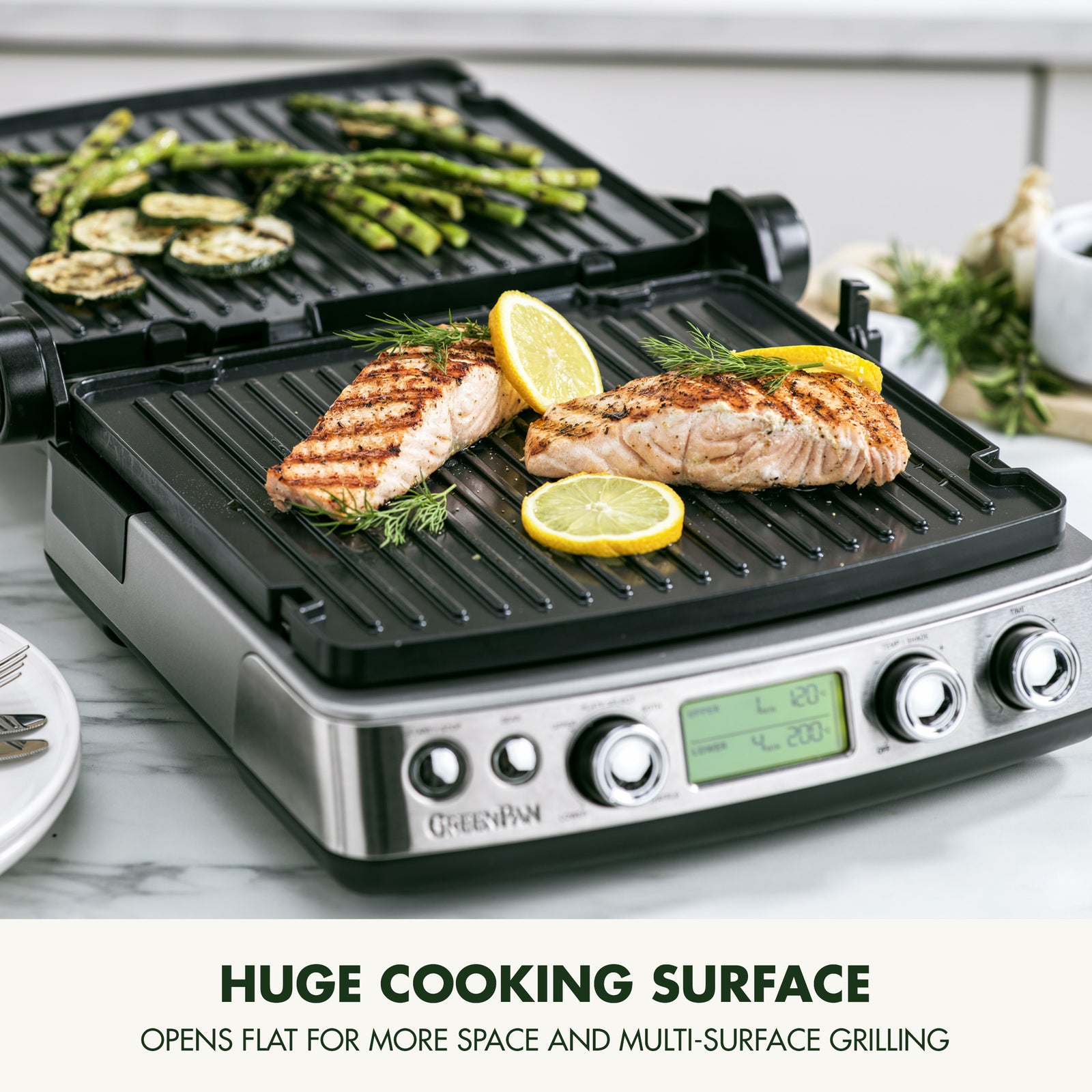 Elite 6-in-1 Contact Grill, Pfas-free Ceramic Non-stick, Adjustable Temperature | Silver