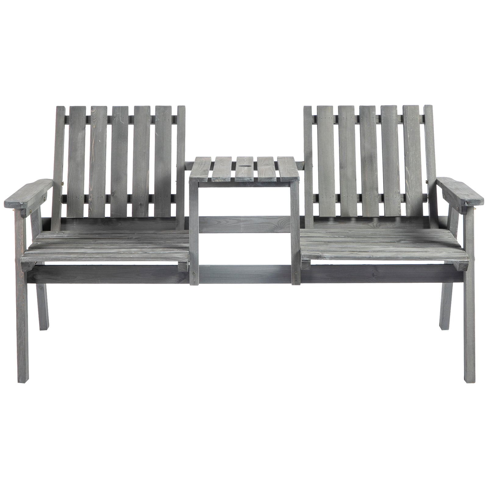 2-seater Wooden Garden Bench W/ Armrest