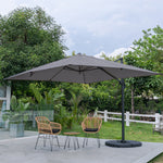 Large Square Patio Parasol With Durable Polyester Canopy, Pa Waterproof Coating, Adjustable Height, 360° Foot Pedal Rotation With Cross Base & Round Base | One Size | Dark Grey