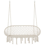 Hanging Chair, Cotton-polyester Blend Macrame, Metal Frame | Cream