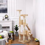 Cat Tree Scratcher Activity Centre, Condo Scratching Post Toy Bed | Cream