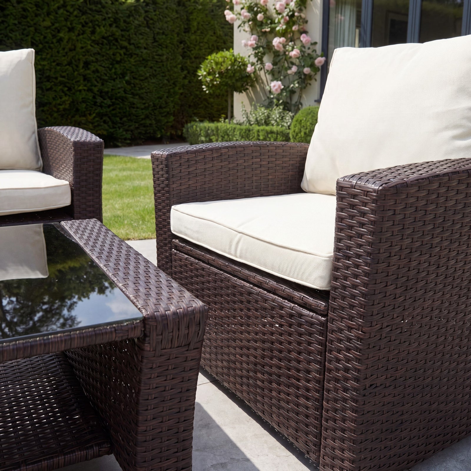 Pallini 4 Piece Rattan Patio Set | Brown